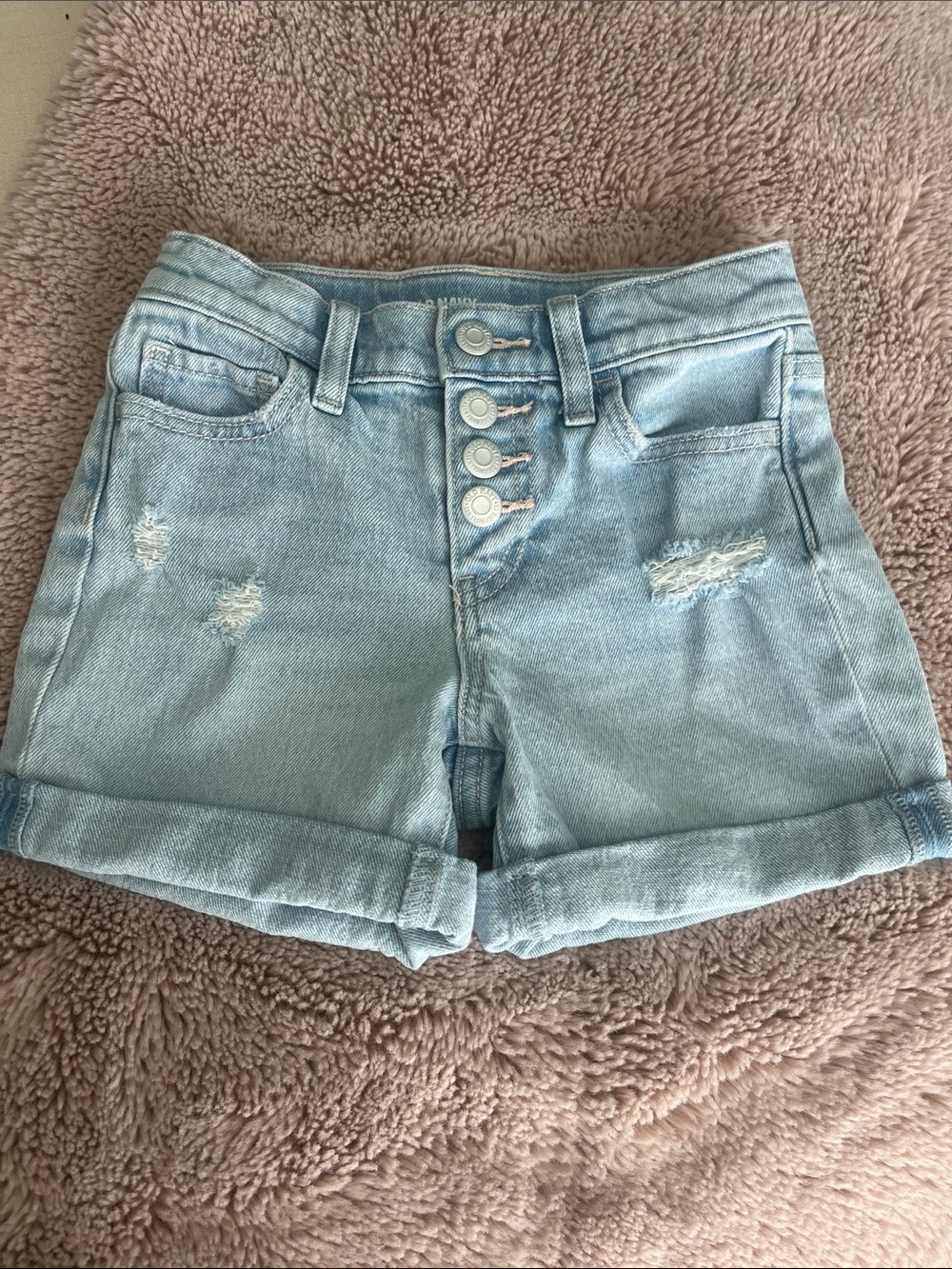 Girls Old Navy Light Blue High-Rise Button-Front Denim Shorts